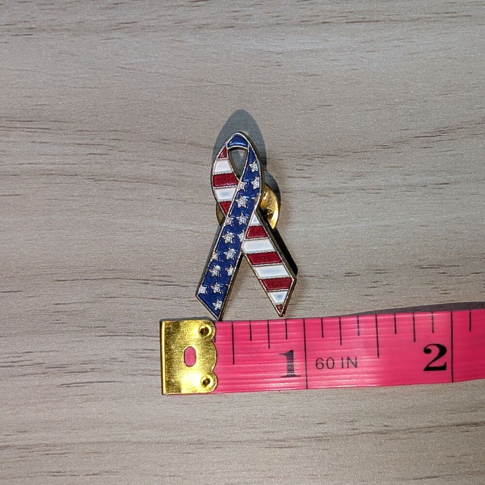 American Flag Awareness Ribbon Enamel Lapel Pin Patriotic USA Tie Tack